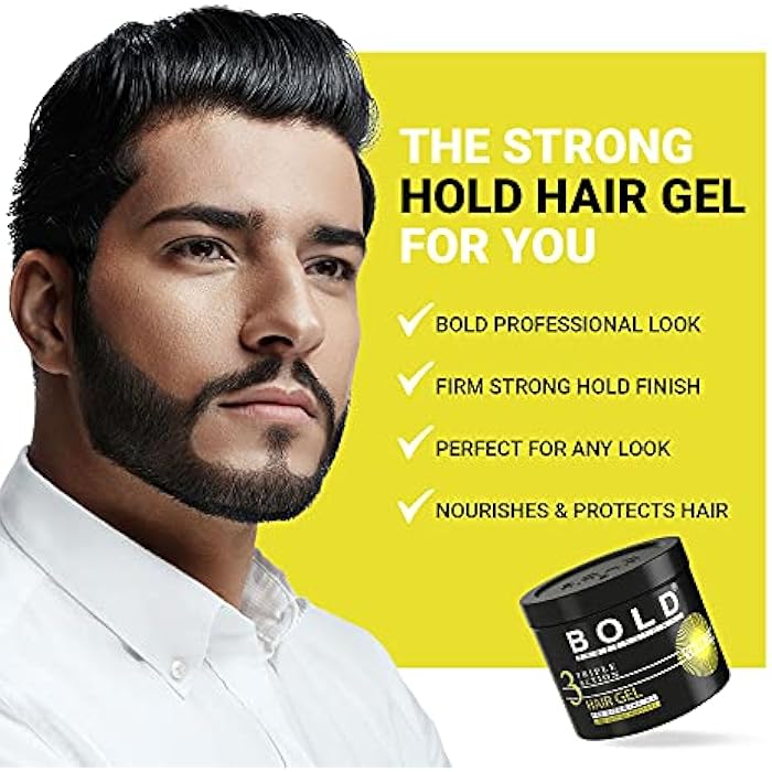 Bold Professional Triple Action Strong Hair Gel - Pro Vitamin B5 - Long-Lasting Shine - Volume - 1000 Ml - Image 4